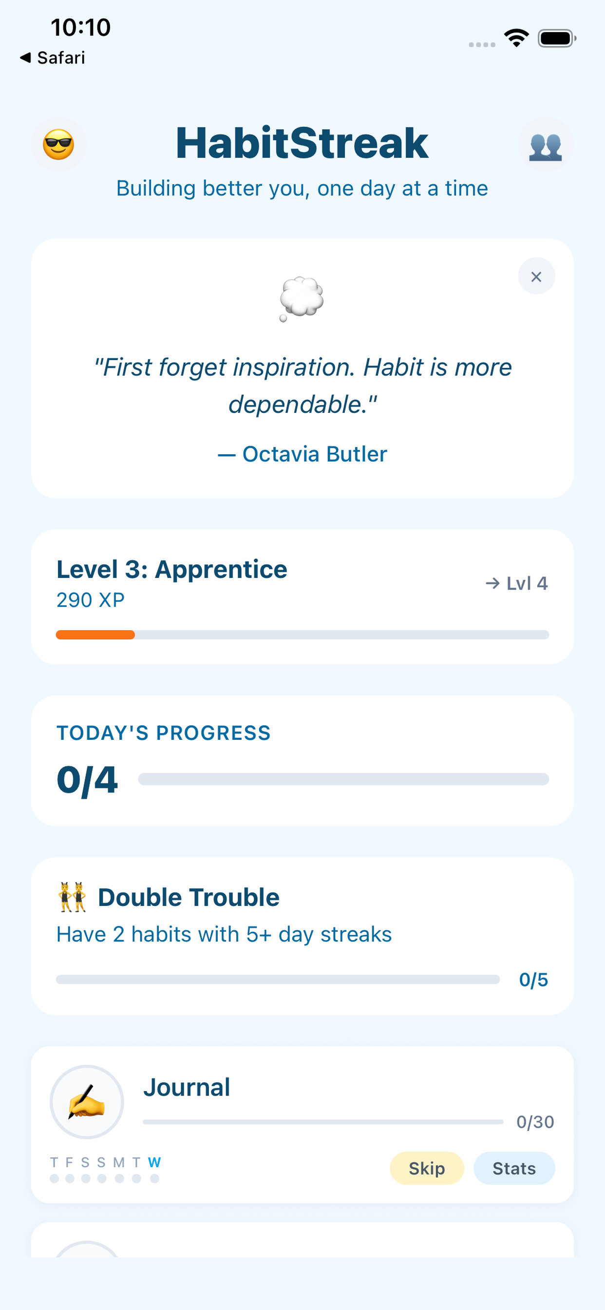 HabitStreak Dashboard